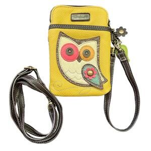 Chala Crossbody Mustard Owl Crossbody/Clutch Cellphone Bag